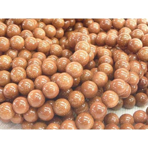 ゴールドストーン（人工）ラウンド連販売 約8mm 3000024☆