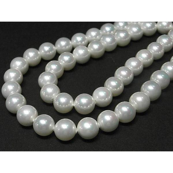シェルパール ラウンド ホワイト 約8mm 連販売 3001044☆