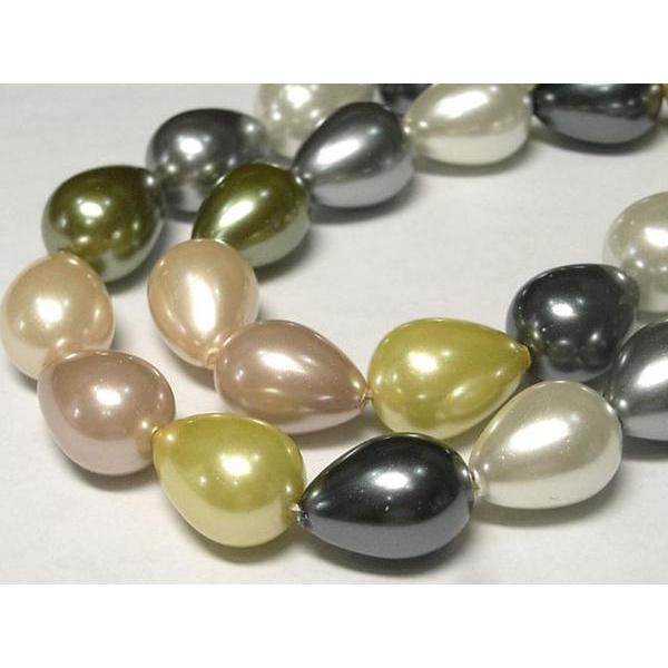 シェルパール ドロップ マルチカラー約12X15mm 連販売 3001063☆