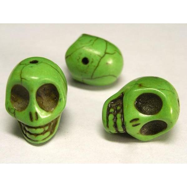 スカルパーツ 髑髏 グリーン 約17×13mm 縦穴 連販売 3001173☆