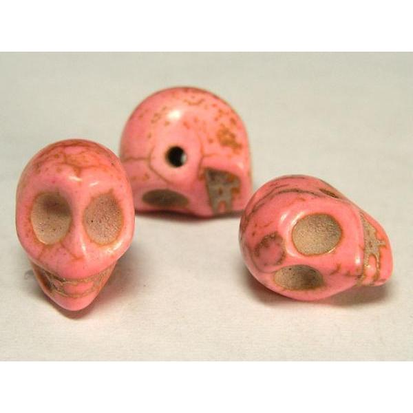 スカルパーツ 髑髏 ピンク 約13×10mm 横穴 連販売 3001175