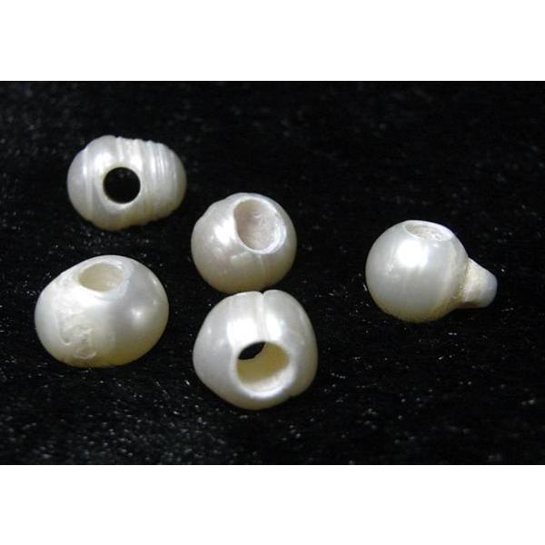 淡水パール 大穴ビーズ 約9〜10mm 穴3.5mm 10個 3001203☆