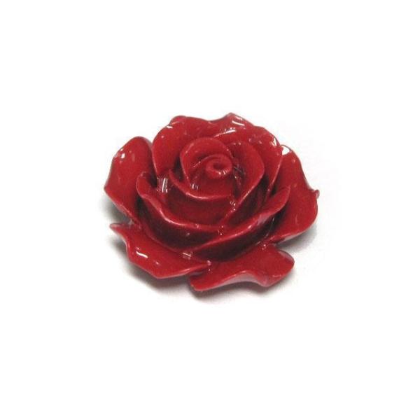 珊瑚 薔薇型パーツ レッド 約24×12mm 【4個セット】 ビーズ さんご サンゴ コーラル 山珊瑚 海竹 ばら バラ フラワー 6001449