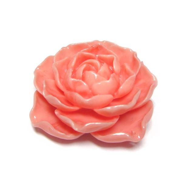 珊瑚 フラワーモチーフパーツ ピンク 約47×18mm 【1個販売】2つ穴 花 ビーズ 6001453☆