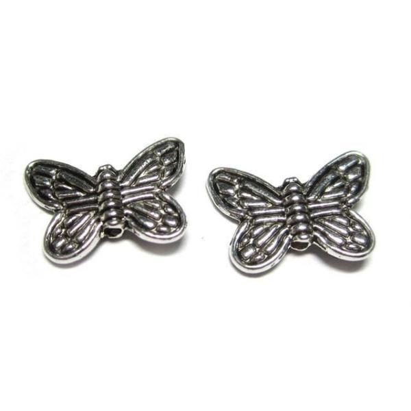 スペーサー 蝶 銀古美 約10×14mm【20個販売】 ちょうちょう バタフライ メタルビーズ 6001492