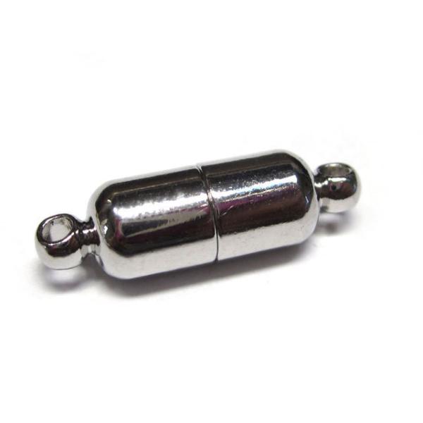 マグネットクラスプ 円柱 ロジウム 約19×6mm 10個販売 磁石 留め具 とめぐ アクセサリーパーツ 6001557☆