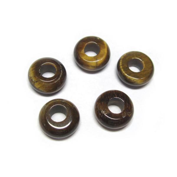 大穴ビーズ タイガーアイ 約10×4mm 穴約4mm 【5個】 パワーストーン 6001654