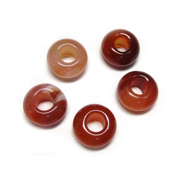 大穴ビーズ カーネリアン 約14×7mm 穴約5mm 【5個】 パワーストーン 6001659