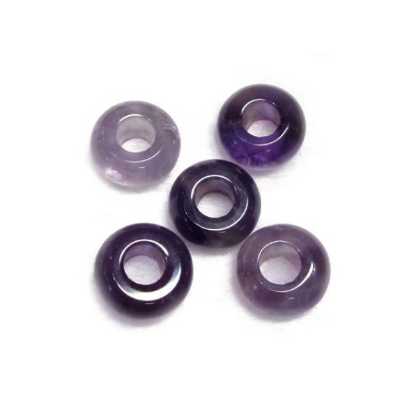 大穴ビーズ アメジスト 約14×7mm 穴約5mm 【5個】 パワーストーン 6001668☆
