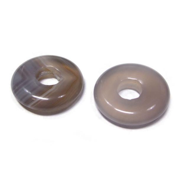 大穴ビーズ グレーメノウ ディスク 約18mm 約5mm穴 【5個】 天然石 瑪瑙 アゲート パワーストーン 6001813☆
