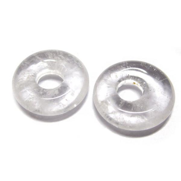 大穴ビーズ 白水晶 クォーツ ディスク 約18mm 約5mm穴 【5個】 天然石 パワーストーン 6001817☆