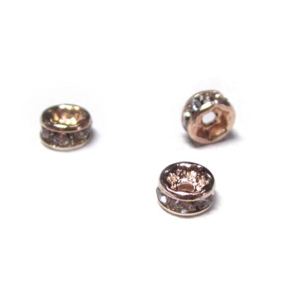 ロンデル　アクセサリーパーツ 平型 ピンクゴールド 約4mm 約50個セット 平ロンデル ラインストーン スペーサー6001836