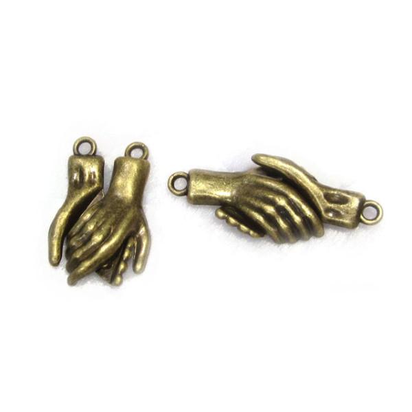 マグネットハンド 手 真鍮古美 約30×13mm 【10個販売】 磁石 留め具 とめぐ アクセサリーパーツ 6001887