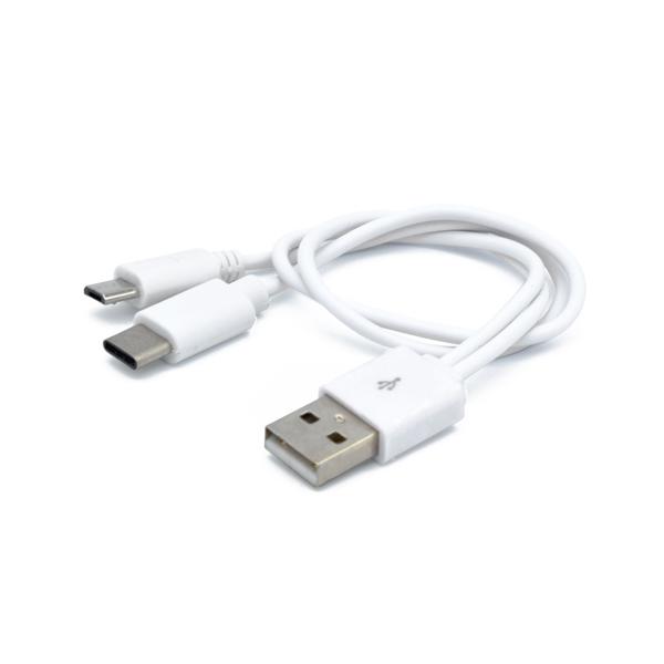 日本トラストテクノロジー microUSB&TypeC 2台同時充電対応ケーブル (ホワイト) JSC-010WH