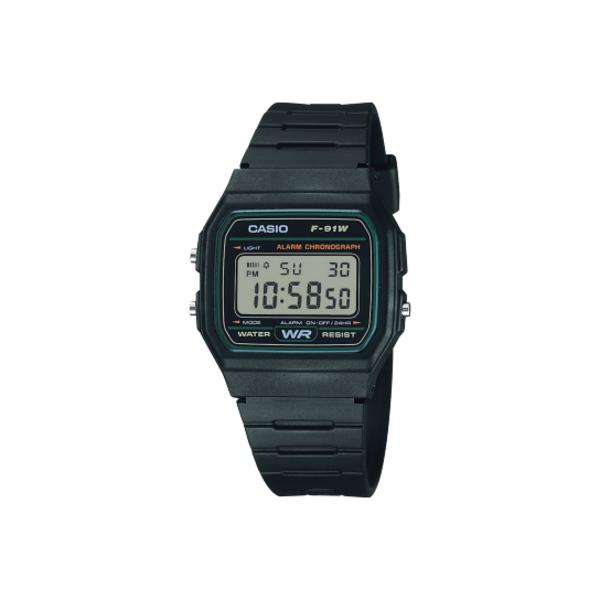 デジタル腕時計 CASIO Collection STANDARD 生活防水 メンズ ブラックベース グリーン カシオ F-91W-3JH