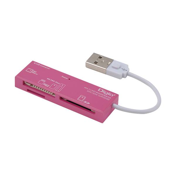 ナカバヤシ マルチカードリーダーライター Digio2 ピンク CRW-5M69 : B