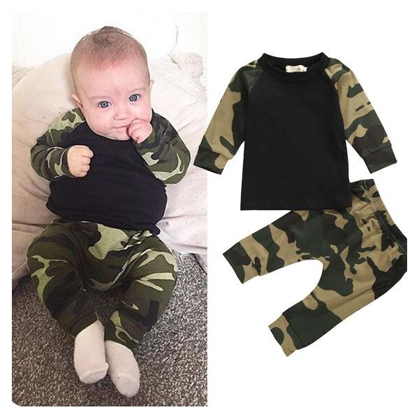 Sale ベビー 服 上下セットアップ カモフラ柄 パジャマ 長袖 赤ちゃん Sucmflb8570 Babab 通販 Yahoo ショッピング