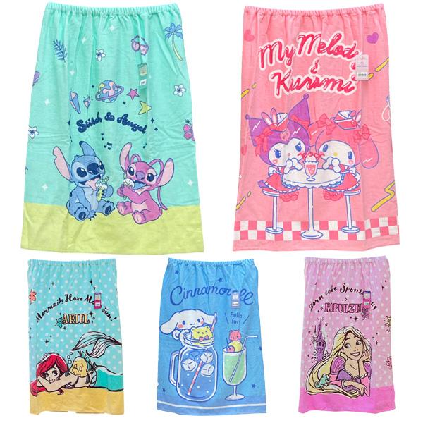 キャラクター 巻きタオル 80cm丈 女の子 男の子 ラップタオル プールタオル 水泳 林 タオル