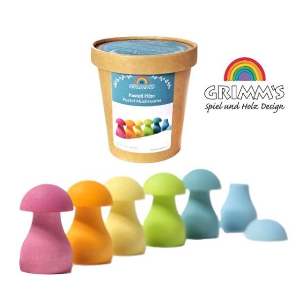 キノコ型ですが、笠の部分と軸の部分は分離できます。白木積み木のアクセントやデザインつみきとしてなど自由にお楽しみください。もちろんインテリアにもおすすめです。メーカー：ＧＲＩＭＭ’Ｓ（グリムス）社サイズ　：笠 約h2cmw直径3.5cm　　...