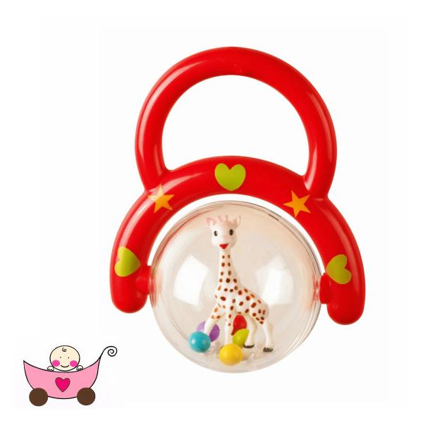 小さなボールがソフィーの周りをまわります。小さな赤ちゃんが持ちやすいグリップです。・サイズ　：ボール直径６cm、横１１cm、奥行き８cm・素材　　：ＡＢＳ樹脂、ポリカーボネート・原産国　：フランス・年齢対象：３ヶ月