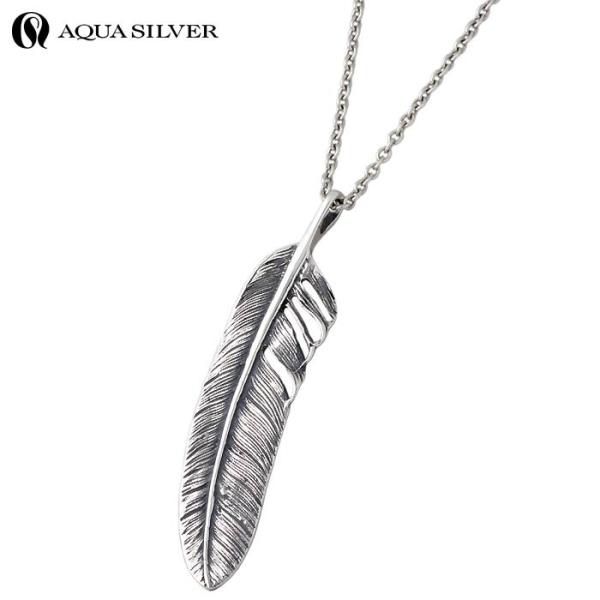 AQUA SILVER（アクアシルバー） フェザー シルバーネックレス メンズ