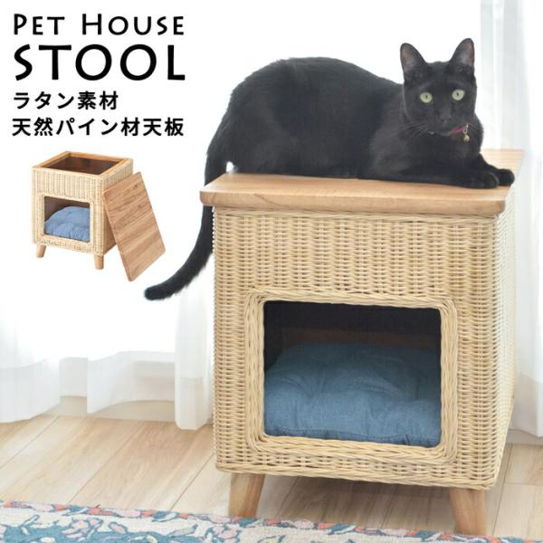 ナカバヤシ 23日までポイント5倍 ペットハウス スツール 角形 ラタン