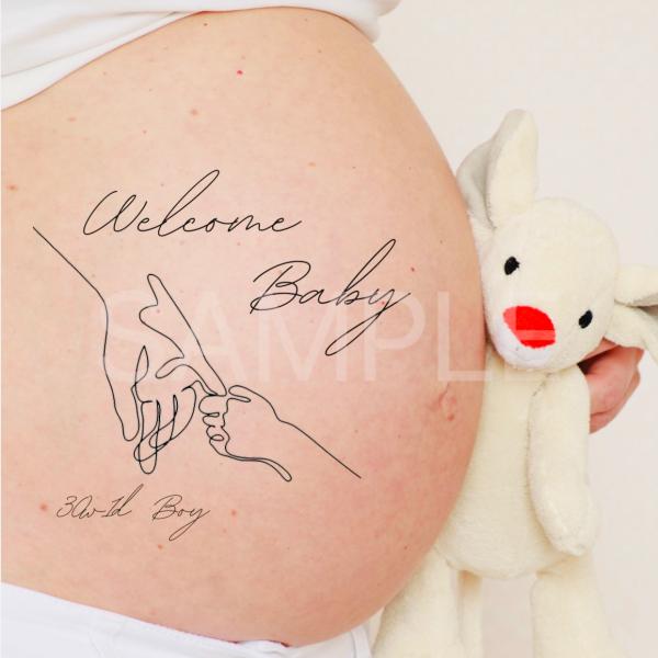 つなぎ　マタニティペイントシール　マタニティフォト