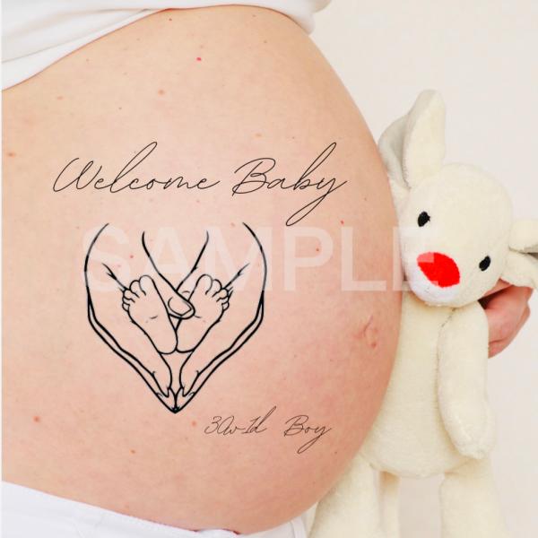 ハンド2 マタニティペイントシール　マタニティフォト