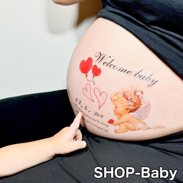 天使　女の子　マタニティペイントシール　マタニティフォト