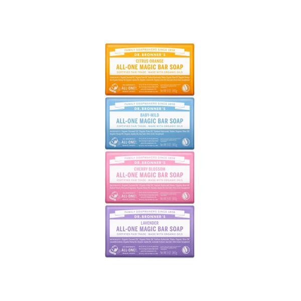 ドクターブロナー マジックソープバー 140g 4個セット オーガニック 固形石鹸 天然由来 無添加 洗顔 ボディ 洗浄 保湿 敏感肌 ナチュラルソープ お得用 コストコ