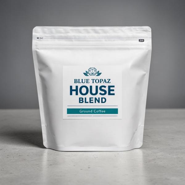おかわりしたくなるコーヒー BLUE TOPAZ HOUSE BLEND コーヒー 粉 500g ブルートパーズ ハウスブレンド 自然栽培 ティピカAA 無農薬 コストコ スタバ風
