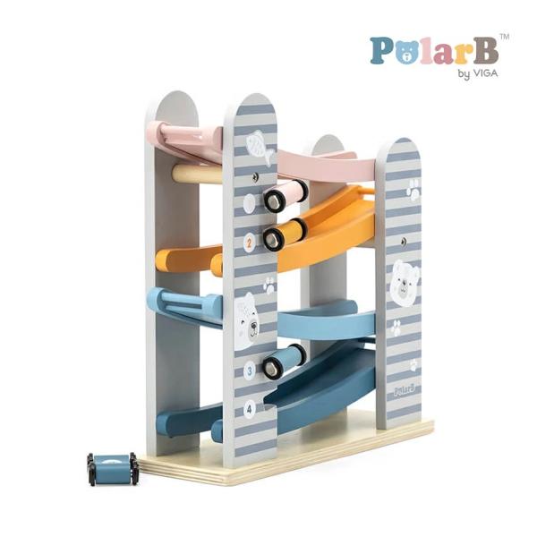 【Polar B ポーラービー】カースライダー スロープ 赤ちゃん ベビー 知育玩具 木製玩具 乗物 木のおもちゃ 1歳半 2歳 3歳 おしゃれ ベビー 天然木 北欧 プルトイ