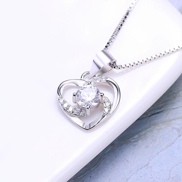 ネックレス ハート型 レディース 豪華9粒 CZダイヤ シルバー925 人気