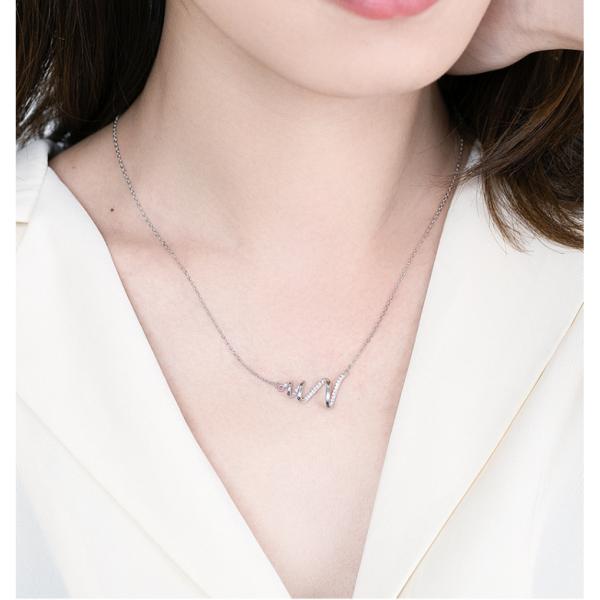 ネックレス ウェーブ 波 モチーフ ピンクゴールド シルバー CZダイヤ