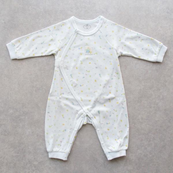 股部分はスナップボタンでオムツ替えもラクラクサイズ表示は70センチ＊着用期間は9ヶ月くらいまでを目安にお考え下さい　生地・縫製ともに高品質　安心・安全の日本製　一年中OKな素材なので、季節を問わず活躍してくれますよ♪ご注文の即日発送可能！