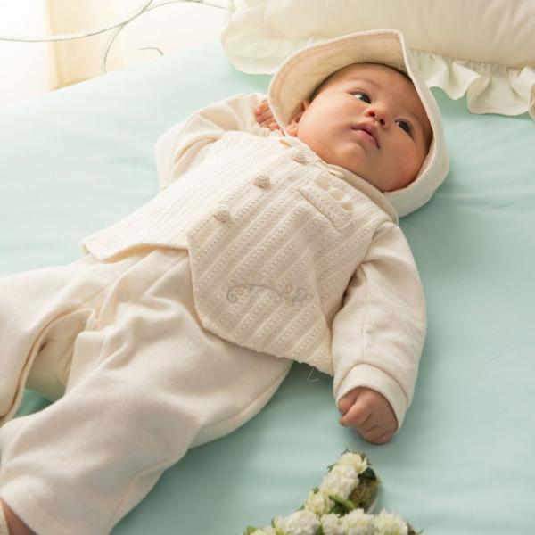 オーガニックコットン 日本製 3点セット ベビーセレモニードレス プリンス 新生児からOK 送料無料 男の子におすすめ 赤ちゃんの服