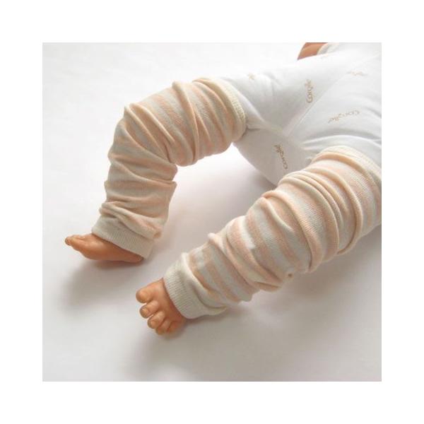 ピュアオーガニックコットン 綿65％ ナイロン35％ ポリウレタン5％ のベビー用レッグウォーマー♪安心安全の日本製。長さ29センチ　幅7.8センチ　使用期間は新生児から12ヵ月を目安にお考えください。クロネコヤマト宅急便でお届け♪ギフト包...