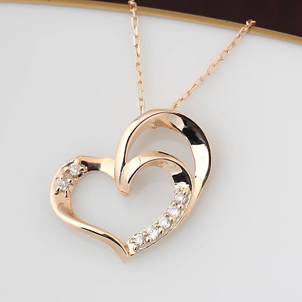 K18 WG オープン ハート ダイヤ ネックレス