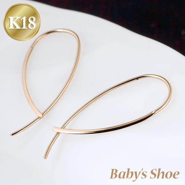 K18 アメリカンピアス ひねり クロスタイプ 18K 18金 ゴールド