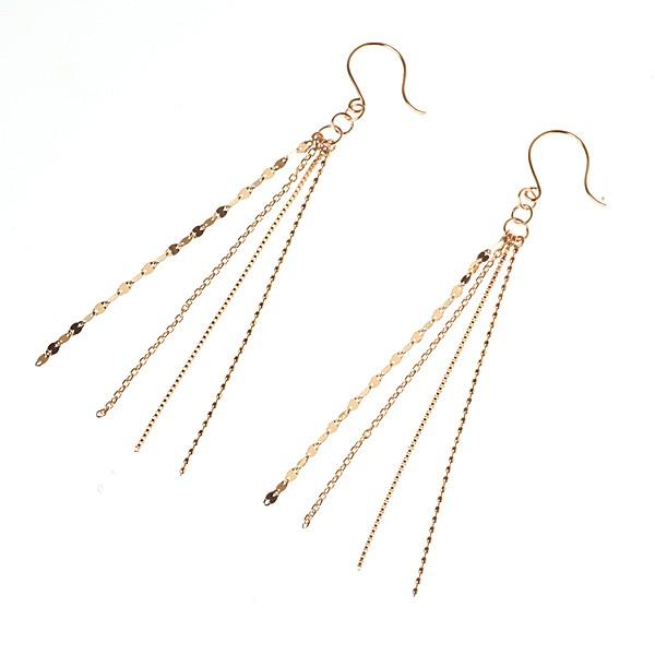 K10 アメリカンピアス 揺れるフックピアス 4連チェーン 10K 10金  