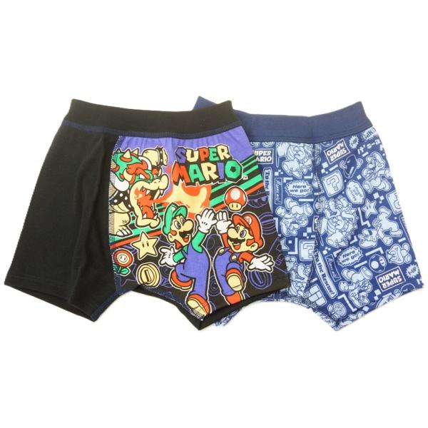 【メール便利用！送料込み】BANDAI スーパーマリオ 子供用ボクサーパンツ2枚組前閉じ きゃらふるインナー35963(配送区分B)