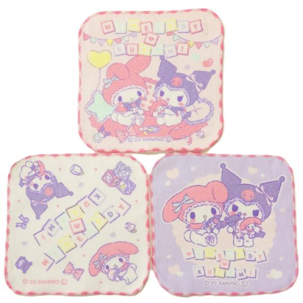 サロンジェ ミニタオルハンカチ3枚組 マイメロディ＆クロミ43506