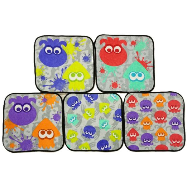 丸眞 制菌加工ミニタオルハンカチ5枚組 スプラトゥーン3【イカタコカラフル柄】