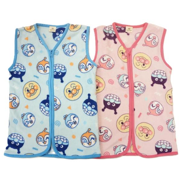 小さな子供も大好き！アンパンマンシリーズアンパンマン・ばいきんまん・ドキンちゃんコキンちゃんがプリントされていますお昼寝や就寝時動きが活発なお子様の寝冷え防止などにも★お風呂上りにパジャマの上に羽織れる  前開きジップアップ開閉タイプ★寝冷...