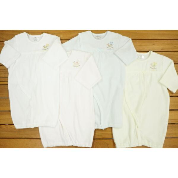 ★撚りのない糸を特殊技術で編み上げました。　独特の潤いを柔らかさで赤ちゃんに最適です。★出産準備におすすめです。★余分なダブつきをなくしたジャストフィット設計の　フィットドレスです。★フットドレスはおむつ替えが頻繁な新生児期は筒型ドレスで、...