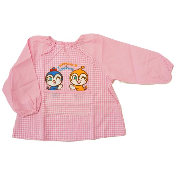 ★大人気！アンパンマン！★女の子向き(ピンク)には、　ドキンちゃんとコキンちゃんが刺繍されています★衿・袖口ゴム入りのスモック★お砂場着または、お食事用に、　お散歩時の風よけになど＊防水製品ではありません★サイズ目安・110cm/胸囲53-...