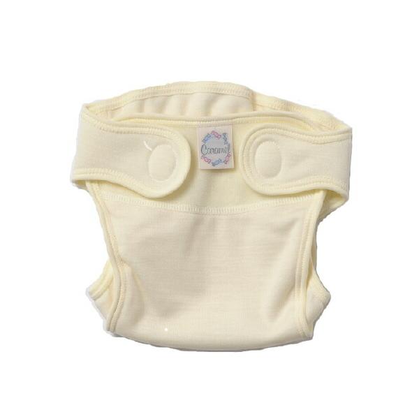 【60サイズ】身長60cm　体重6Kg【素　材】毛１００％日本製（MADE IN JAPAN）株式会社シンク・ビー　Caramelおむつカバーに最も適した天然素材といわれるウール素材の中でも特に厳選されたものを繊細な糸にして編みたてた最上位...