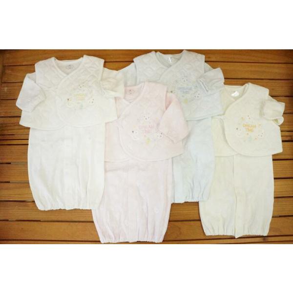 ★出産準備用品としてお買い求めください。★ドレスオールはおむつ替えが頻繁な新生児期は筒型ドレスで、　動きが活発になってくる乳児期は股割れカバーオールで、　股スナップの付け替えで２ウエイに使えます。★お着替え楽々、スナップボタン前開き全開タイ...