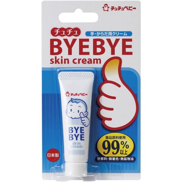 ★チュチュ　BYEBYE　skin cream★おしゃぶりなどで、荒れがちな指や手のケアに、　乳離れを始めた頃のママのバストケアにも。★グリセリン(保湿成分)、スクワラン(整肌成分)を配合し、　うるおいのあるやめらかなお肌に導くクリームです...