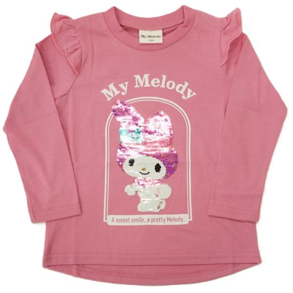 【2026年秋物】オーパス マイメロディ スパンコール長袖Tシャツ ピンク55261402(100cm-130cm展開)